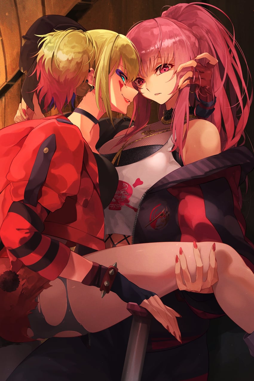 mori calliope and harley quinn (hololive and 3 more) drawn by igasamon