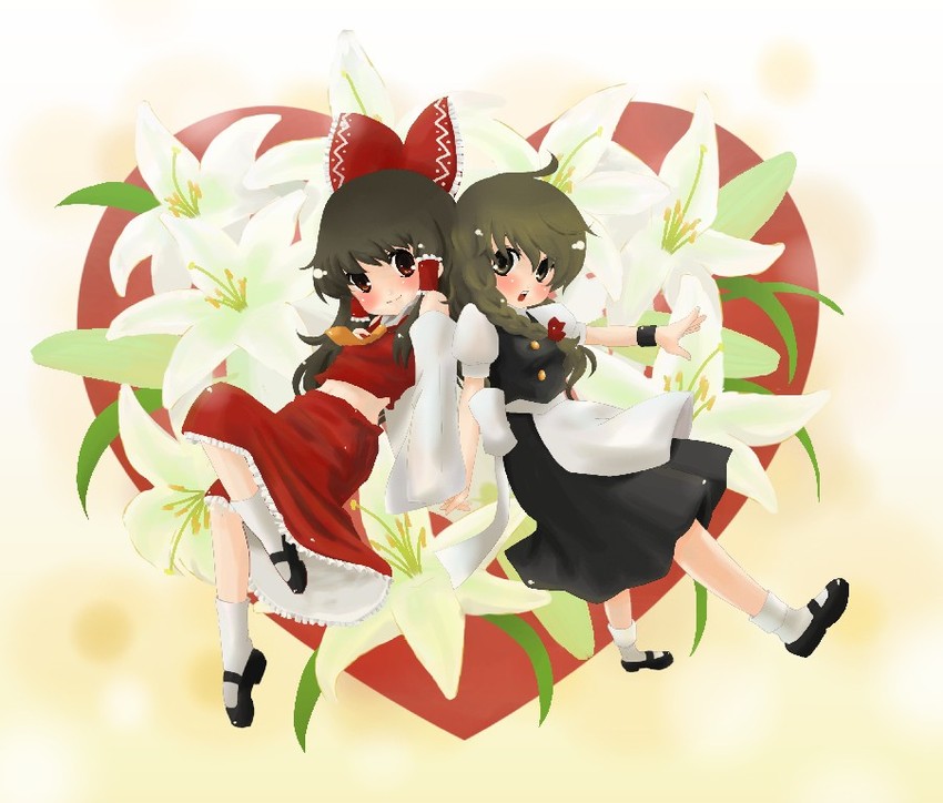 hakurei reimu and kirisame marisa (touhou) drawn by yukiu_con