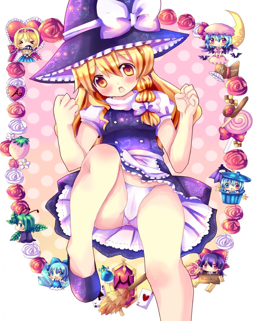 hakurei reimu, kirisame marisa, remilia scarlet, alice margatroid, cirno, and 2 more (touhou) drawn by chocolat_(momoiro_piano)