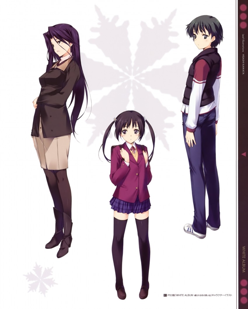 mizuki mana, shinozuka yayoi, and kawashima haruka (white album) drawn by kawata_hisashi