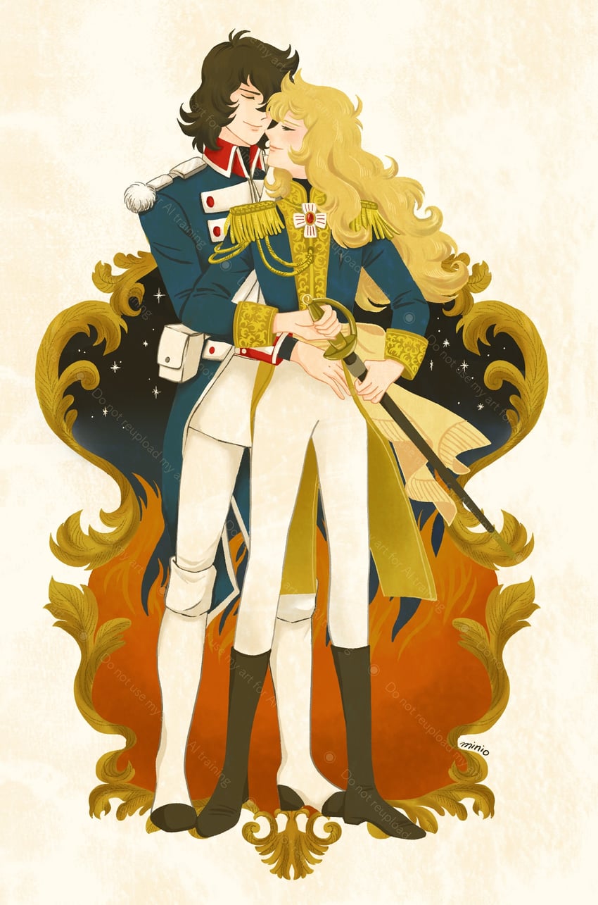 oscar francois de jarjayes and andre grandier (versailles no bara) drawn by minio320m