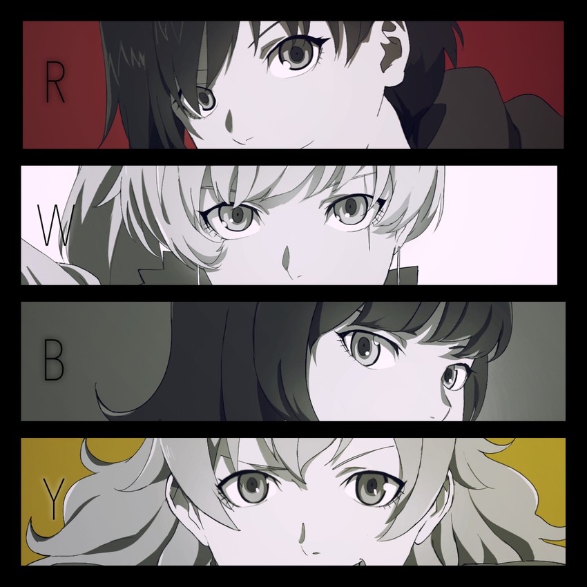ruby rose, weiss schnee, yang xiao long, and blake belladonna (rwby) drawn by roru_(lol_dessin)