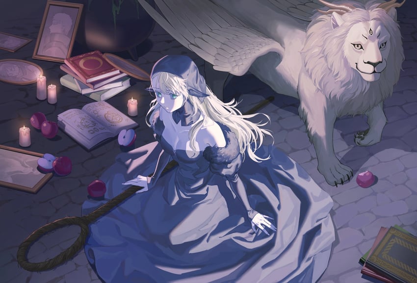 marcille donato and winged lion (dungeon meshi) drawn by kieed12