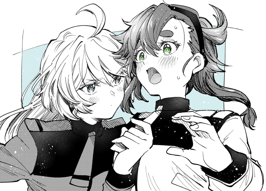 suletta mercury and miorine rembran (gundam and 1 more) drawn by kudou_makoto