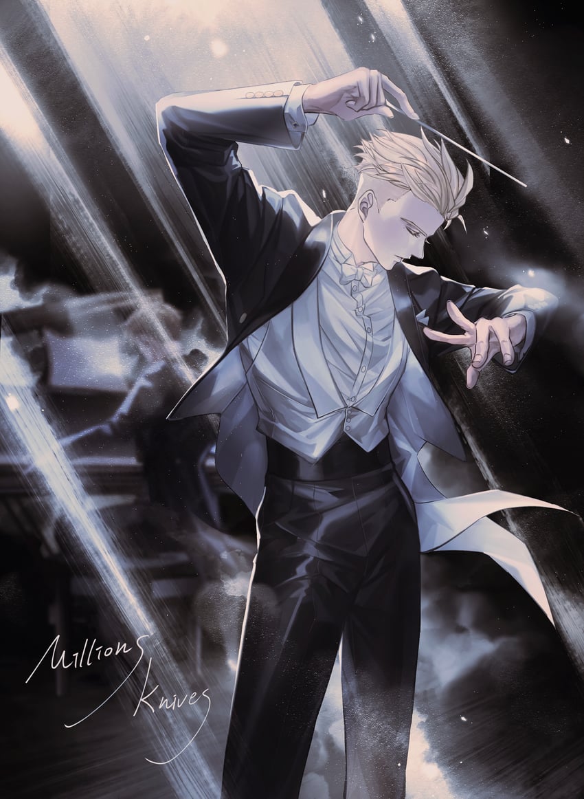 vash the stampede and millions knives (trigun and 1 more) drawn by yakikesen