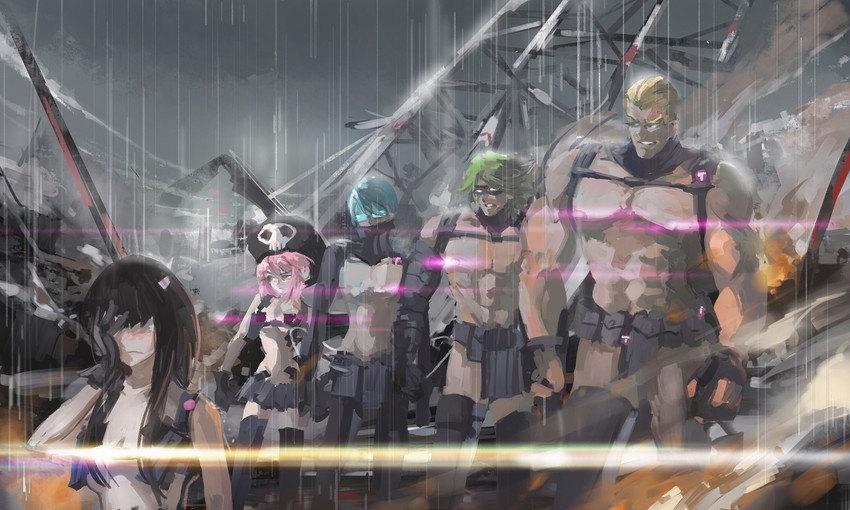 kiryuuin satsuki, jakuzure nonon, gamagoori ira, sanageyama uzu, inumuta houka, and 1 more (kill la kill) drawn by stu_dts