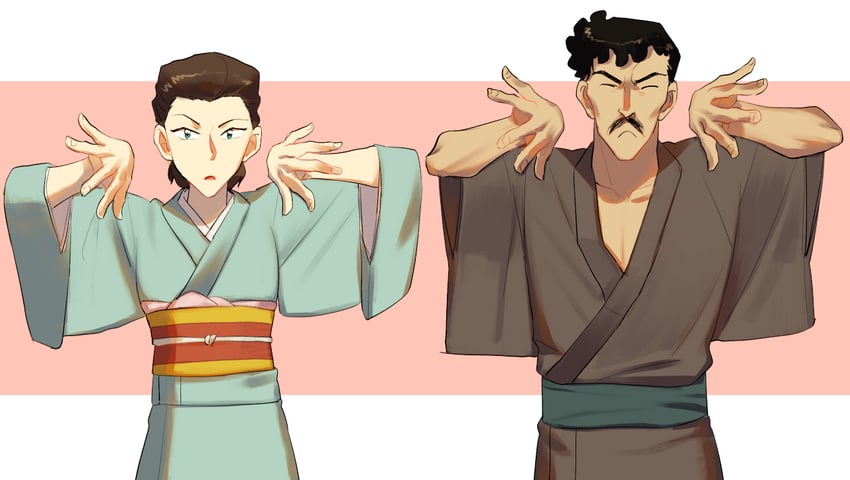 hattori shizuka and hattori heizou (meitantei conan) drawn by czech_gana