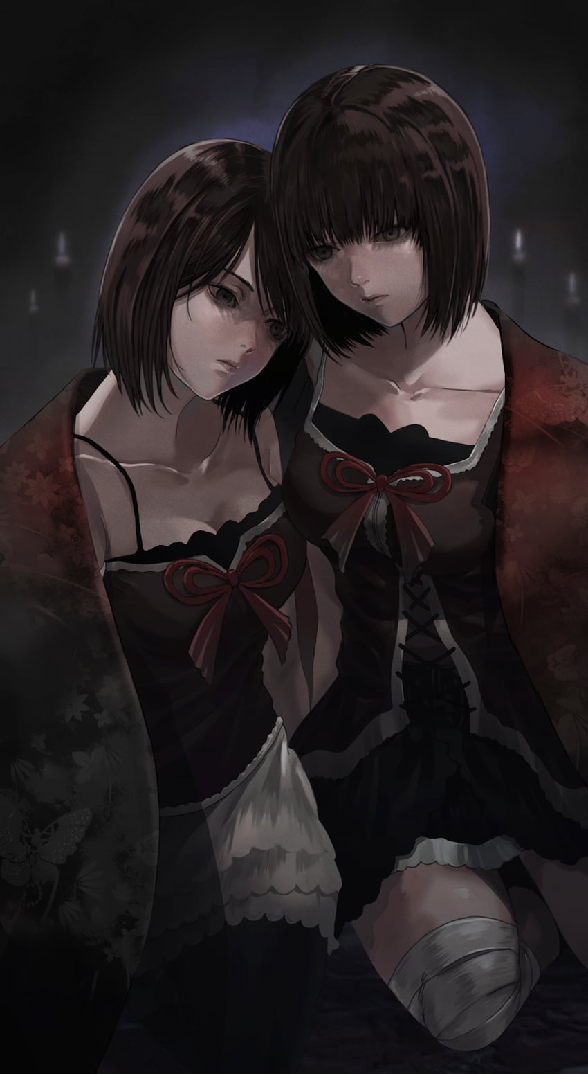 amakura mio and amakura mayu (fatal frame and 1 more) drawn by gauss_<bokashi