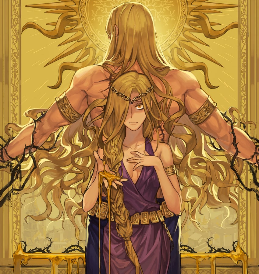 queen marika the eternal and godwyn the golden (elden ring) drawn by tachi_(tachibana)