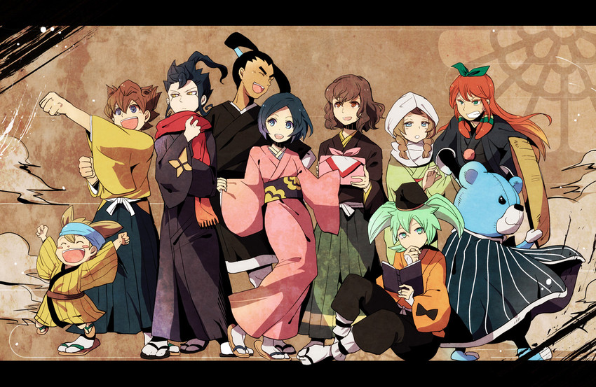 shindou takuto, matsukaze tenma, tsurugi kyousuke, fei rune, sorano aoi, and 5 more (inazuma eleven and 2 more) drawn by kusa_chuu