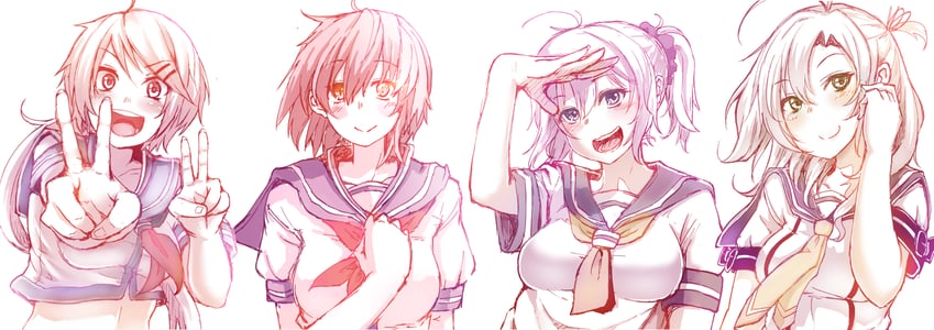 aoba, kinugasa, furutaka, and kako (kantai collection) drawn by miyoshi_(triple_luck)