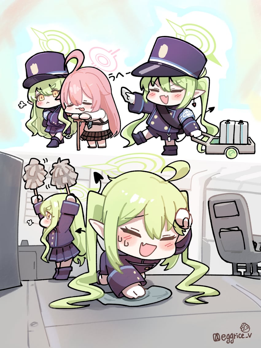 hoshino, hikari, and nozomi (blue archive) drawn by eggrice_v