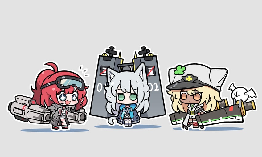 ramlethal valentine, rosmontis, and justyna (arknights and 3 more) drawn by malrangdonut