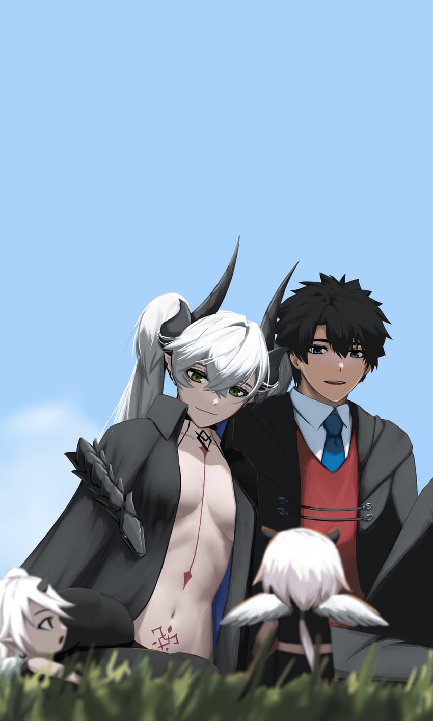 fujimaru ritsuka and lilith (fate and 1 more) drawn by paperpillar