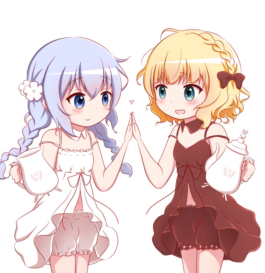 kafuu chino and kirima syaro (gochuumon wa usagi desu ka?) drawn by goth_risuto