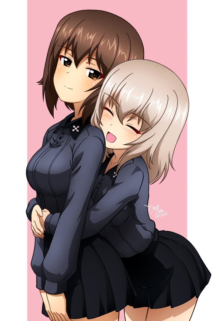 nishizumi maho and itsumi erika (girls und panzer) drawn by kd_esler
