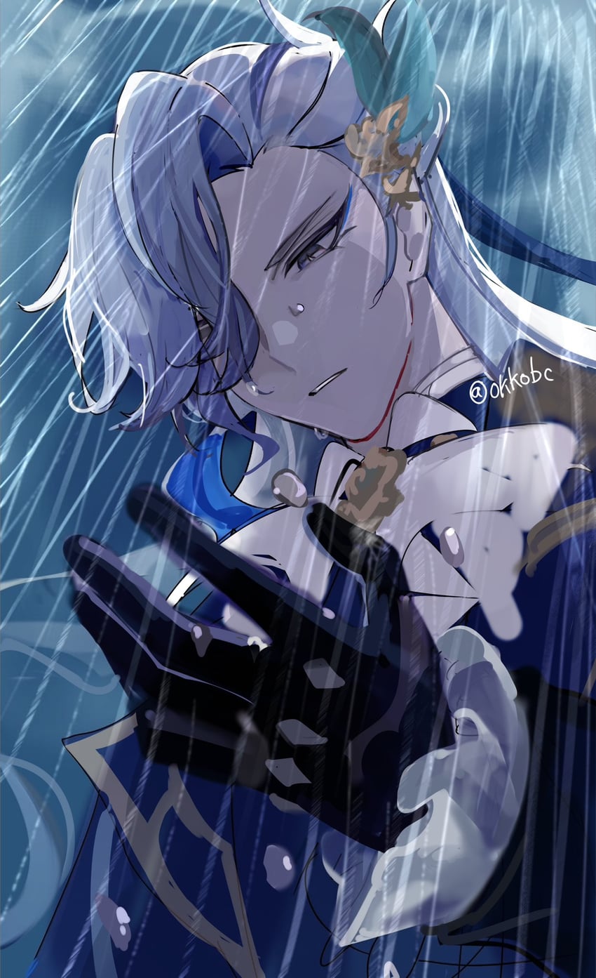 neuvillette (genshin impact) drawn by okkobc