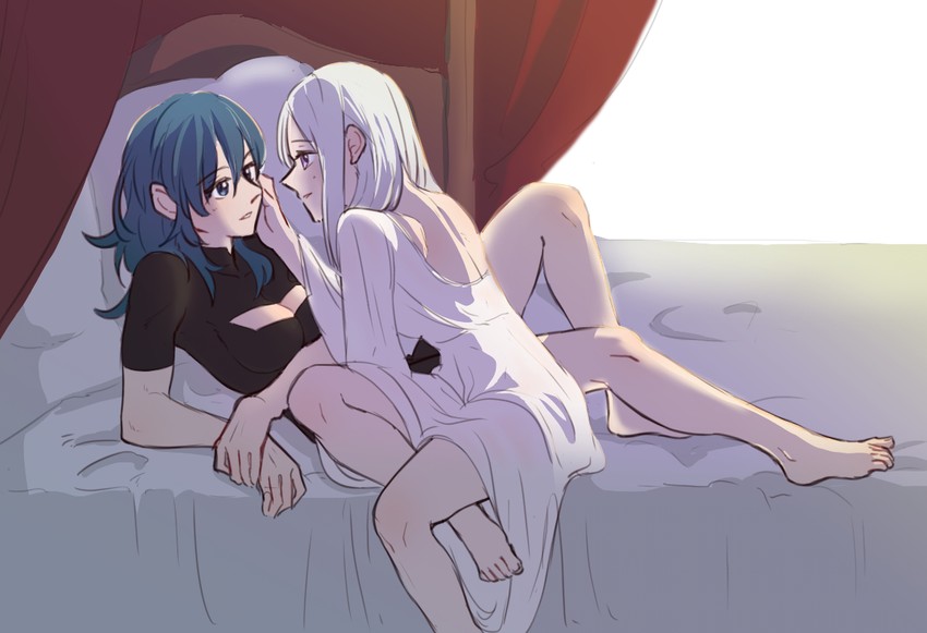female byleth and edelgard von hresvelg (fire emblem and 1 more) drawn by riromomo