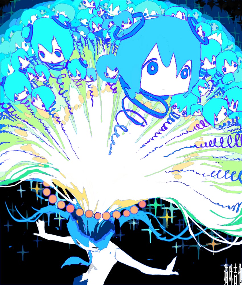 hatsune miku (vocaloid and 1 more) drawn by maomi_jita