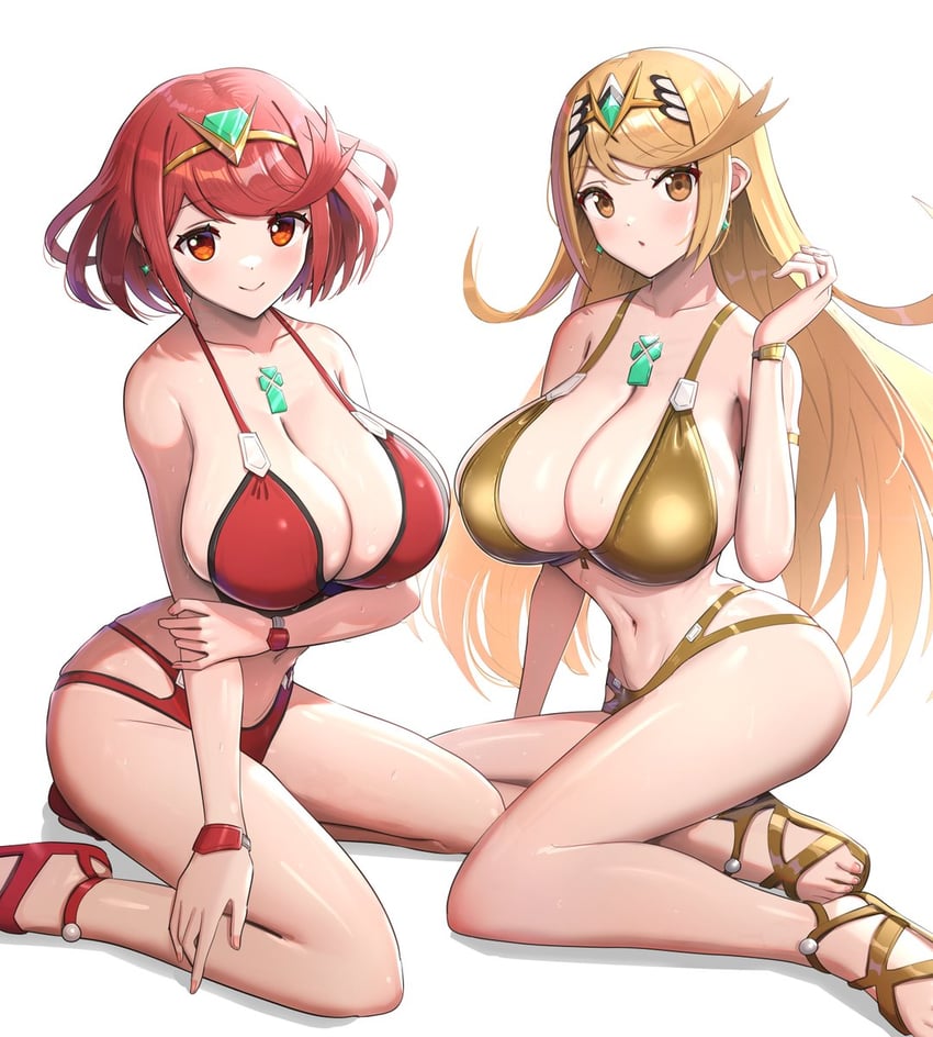 pyra and mythra (xenoblade chronicles and 2 more) drawn by gonzarez