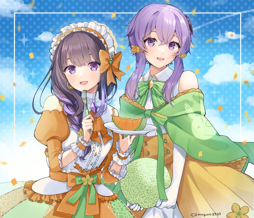 yuzuki yukari, melon yukari, and ishiguro chihiro (vocaloid and 2 more) drawn by binchou_maguro