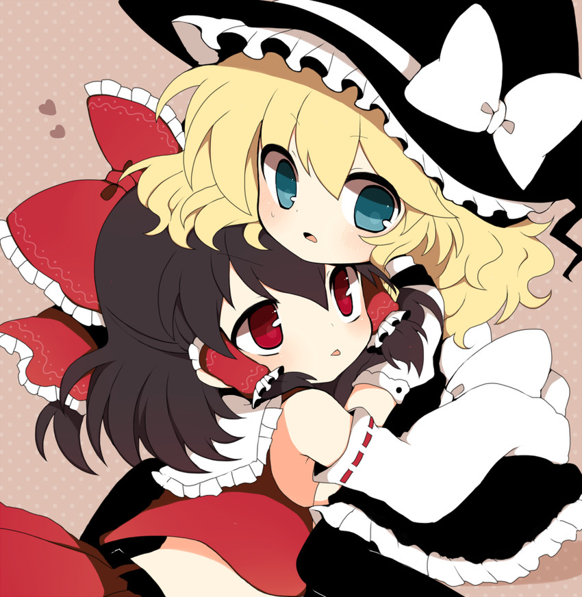 hakurei reimu and kirisame marisa (touhou) drawn by haru_(kyou)