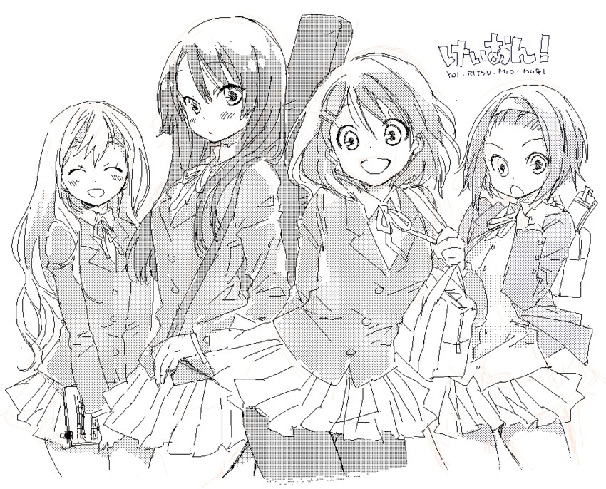 akiyama mio, hirasawa yui, tainaka ritsu, and kotobuki tsumugi (k-on!) drawn by suga_koharu
