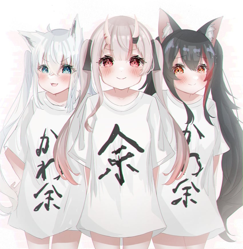 shirakami fubuki, ookami mio, and nakiri ayame (hololive) drawn by chappa_(alan192715)