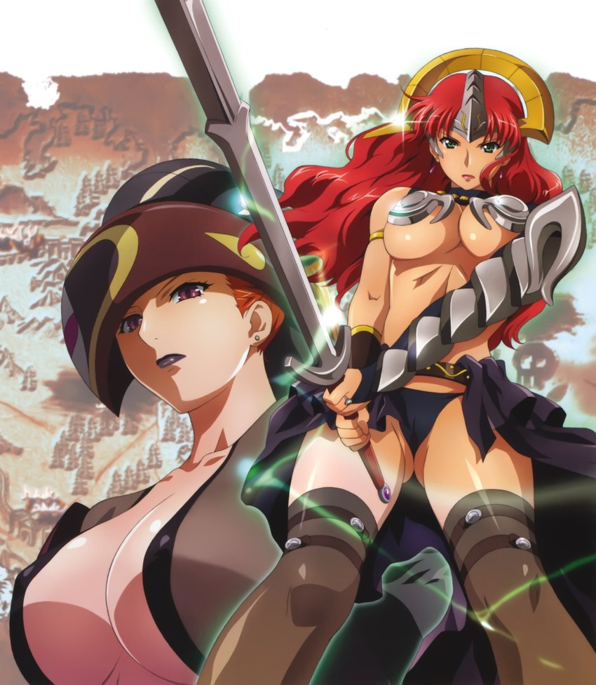 risty, wilderness bandit risty, claudette, and claudette lord of thundercloud (queen's blade) drawn by rin-sin