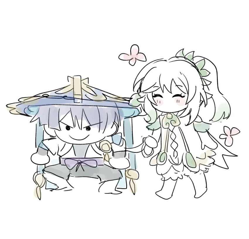 scaramouche, nahida, and wanderer (genshin impact) drawn by parfaitgi and parfaitkl