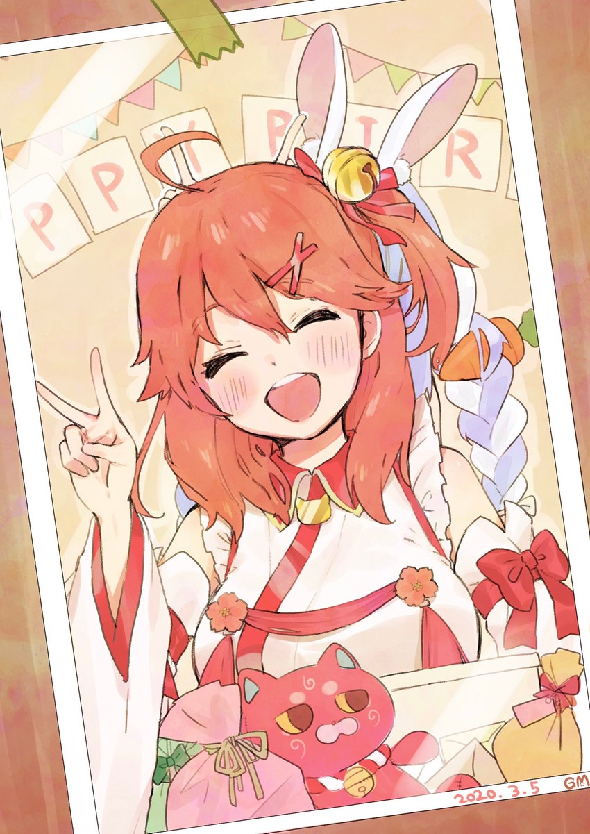 usada pekora, sakura miko, and kintoki (hololive) drawn by idenshi_hina