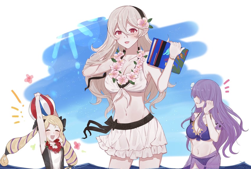 female corrin, camilla, and elise (fire emblem and 2 more) drawn by fffera