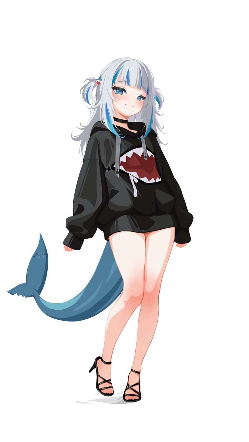 gawr gura (hololive and 1 more) drawn by sansha_art