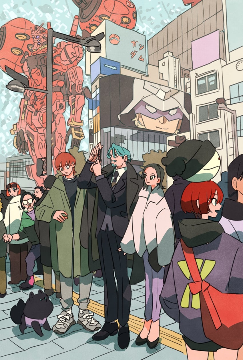 amate yuzuriha, haro, char aznable, nyaan, challia bull, and 7 more (gundam and 1 more) drawn by takeuchi_ryousuke