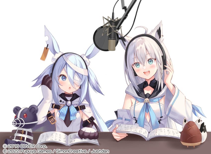 shirakami fubuki, oruyanke, and monica (hololive and 1 more) drawn by fukahire_(ruinon)
