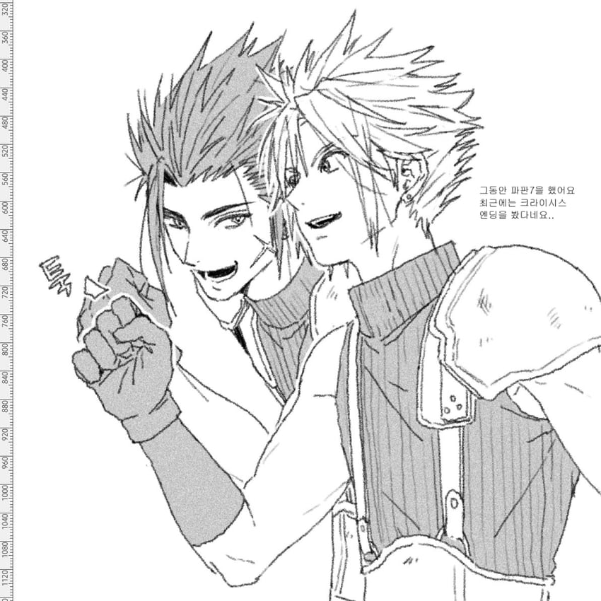 cloud strife and zack fair (final fantasy and 3 more) drawn by 2yugcheon