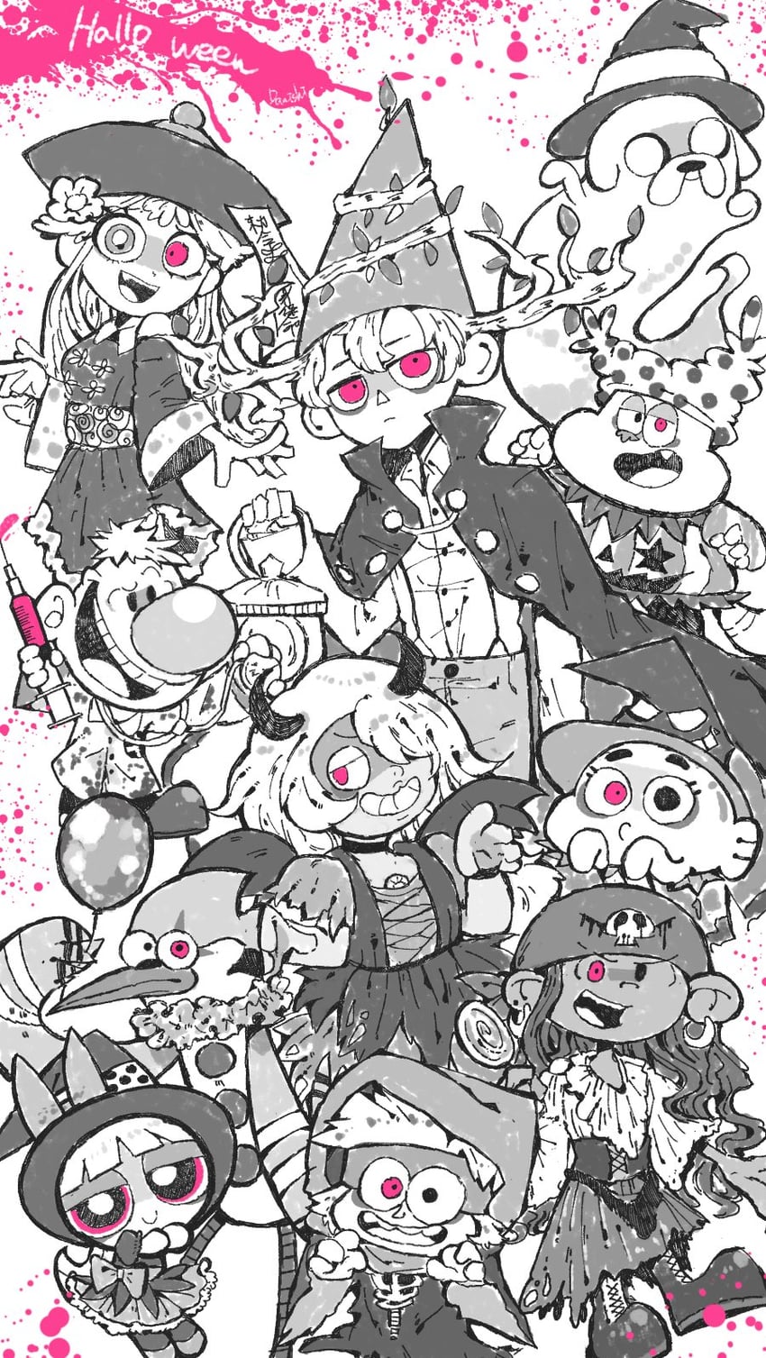 blossom, jake the dog, amethyst, darwin watterson, numbuh 5, and 5 more (adventure time and 11 more) drawn by danishi