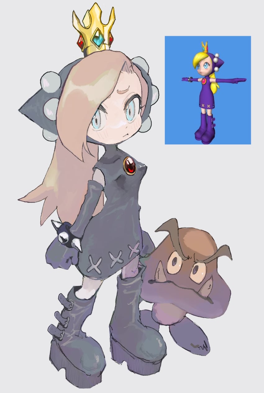 goomba and warupeach (mario and 2 more) drawn by ni_(nimame629)