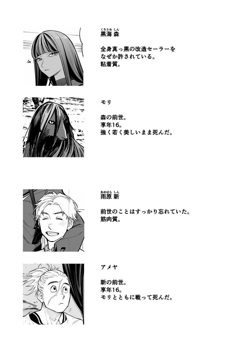 kuroumi shin, amehara shin, ameya, and mori (original) drawn by tetsukazu