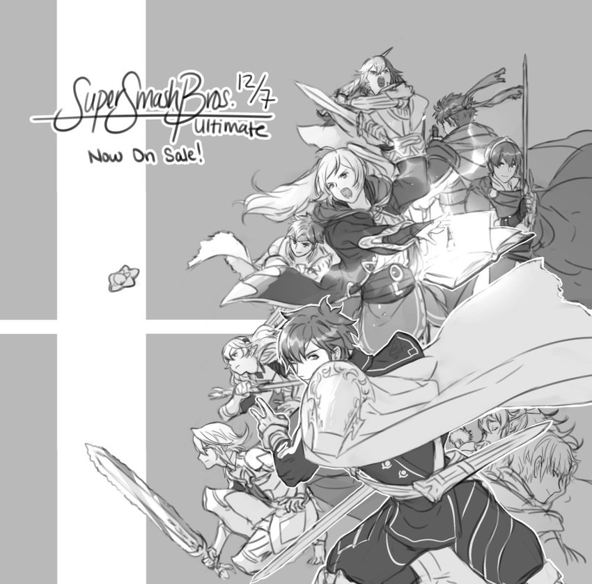 lucina, female corrin, lyn, female robin, ike, and 6 more (fire emblem and 9 more) drawn by krazehkai