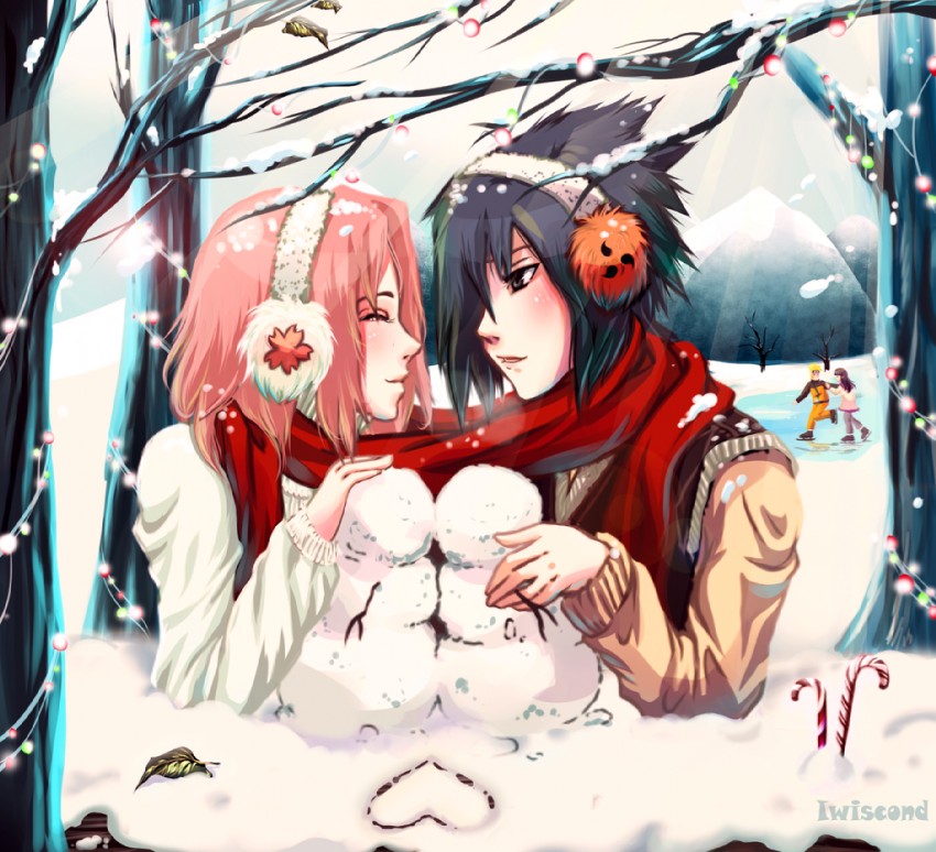 haruno sakura, uzumaki naruto, hyuuga hinata, and uchiha sasuke (naruto and 1 more) drawn by iviscond