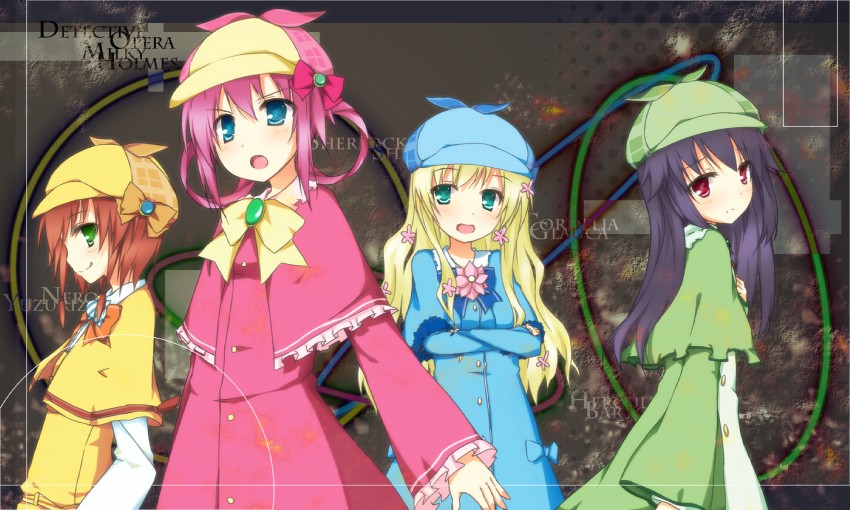 sherlock shellingford, hercule barton, cordelia glauca, and yuzurizaki nero (tantei opera milky holmes) drawn by an_(angular-angler)