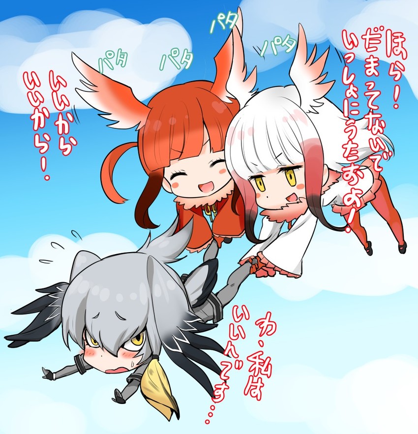 shoebill, japanese crested ibis, and scarlet ibis (kemono friends) drawn by manyuu_kaeru_tasuke_sansei