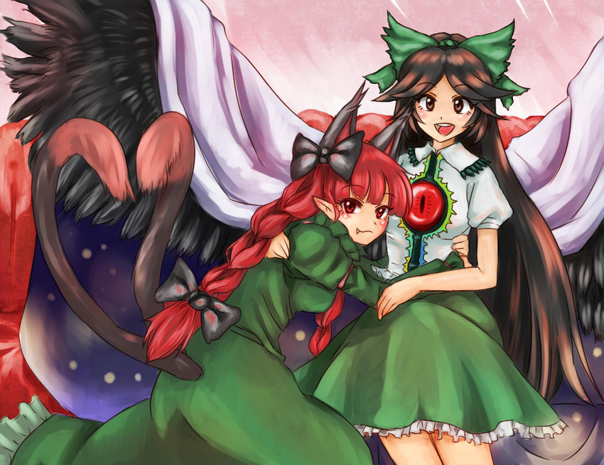 kaenbyou rin and reiuji utsuho (touhou) drawn by mana_(tsurubeji)