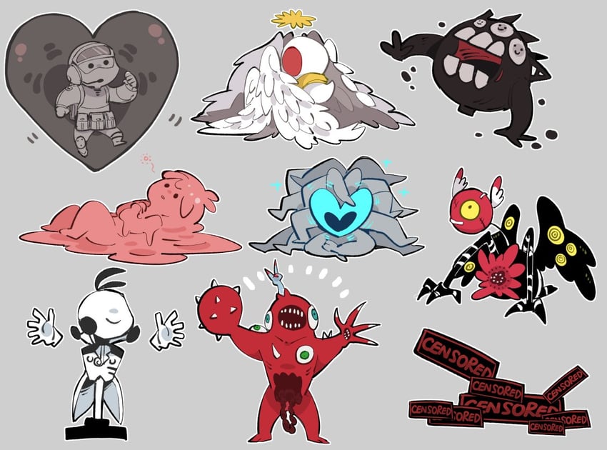 nothing there, mountain of smiling bodies, the silent orchestra, melting love, whitenight, and 4 more (project moon and 1 more) drawn by sabaage