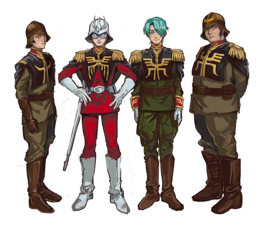 char aznable, challia bull, dren, and mulligan (gundam and 2 more) drawn by hamadajjrw