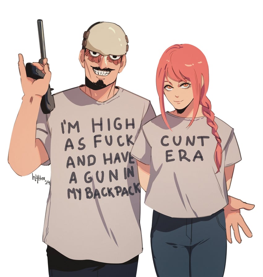 makima and tsurumi tokushirou (chainsaw man and 1 more) drawn by h4tter