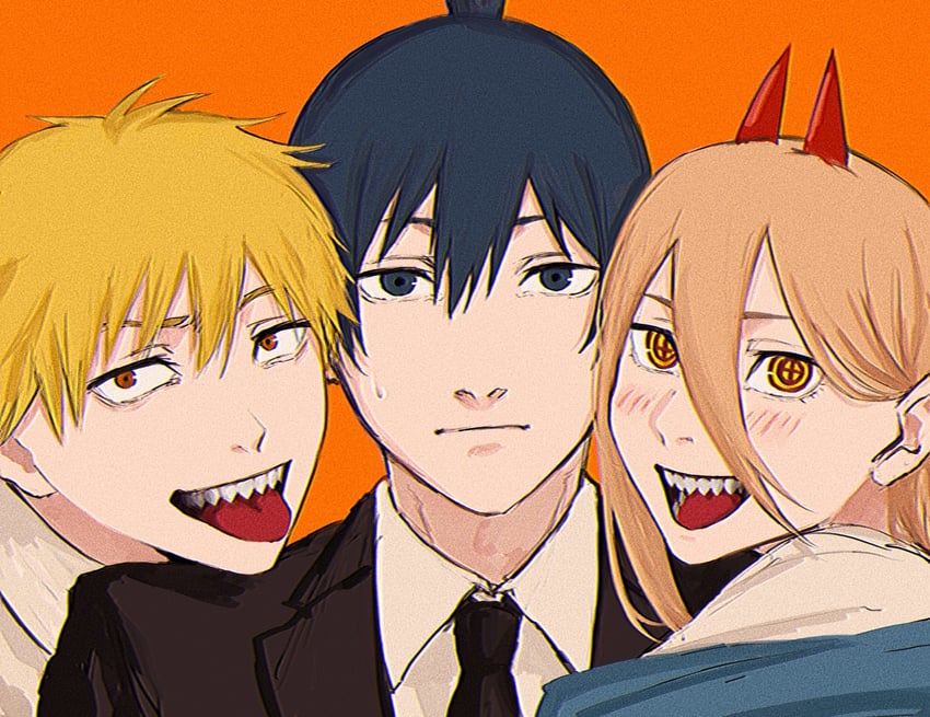 power, denji, and hayakawa aki (chainsaw man) drawn by raberu_ruru