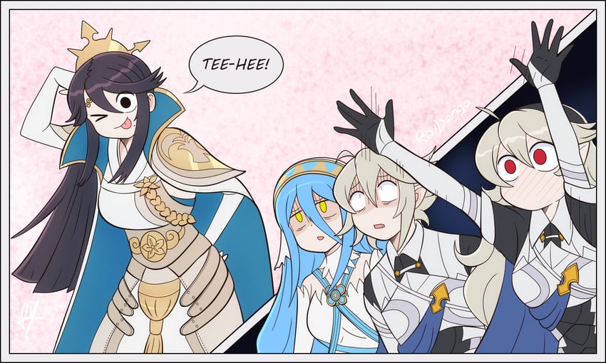 female corrin, azura, male corrin, and mikoto (fire emblem and 2 more) drawn by raydango