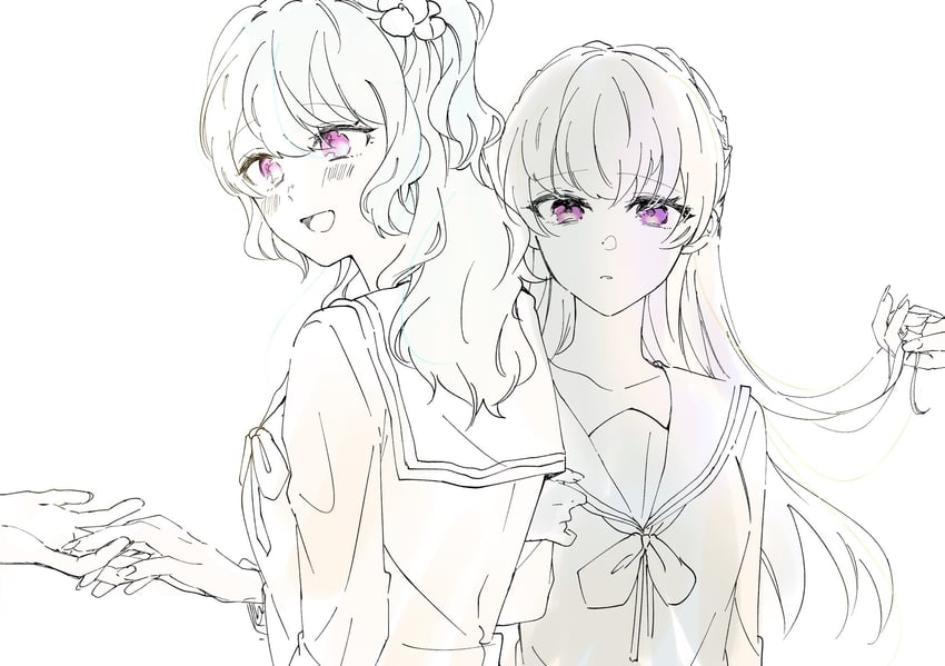 matsubara kanon and shirasagi chisato (bang dream!) drawn by hana_kon_(17aaammm)
